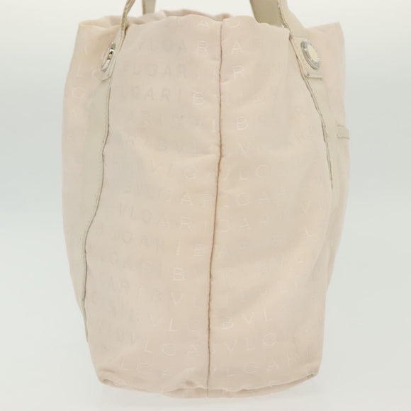 BVLGARI Logo Mania Hand Bag Canvas Pink Silver Auth bs28545