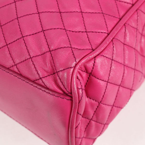 DOLCE&GABBANA Chain Tote Bag Leather Pink Silver Auth bs28546