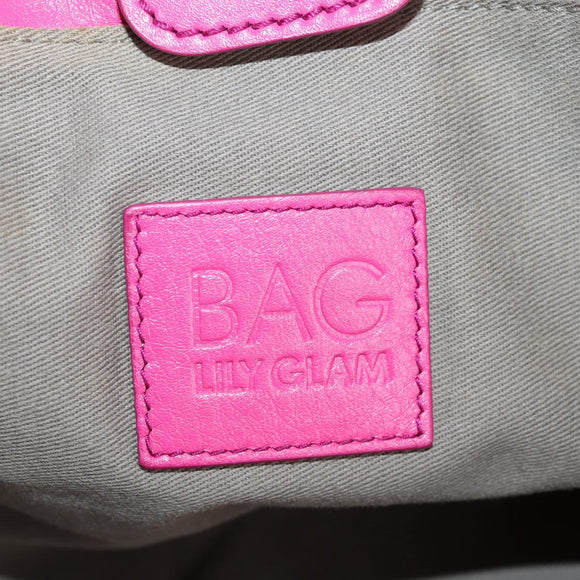 DOLCE&GABBANA Chain Tote Bag Leather Pink Silver Auth bs28546