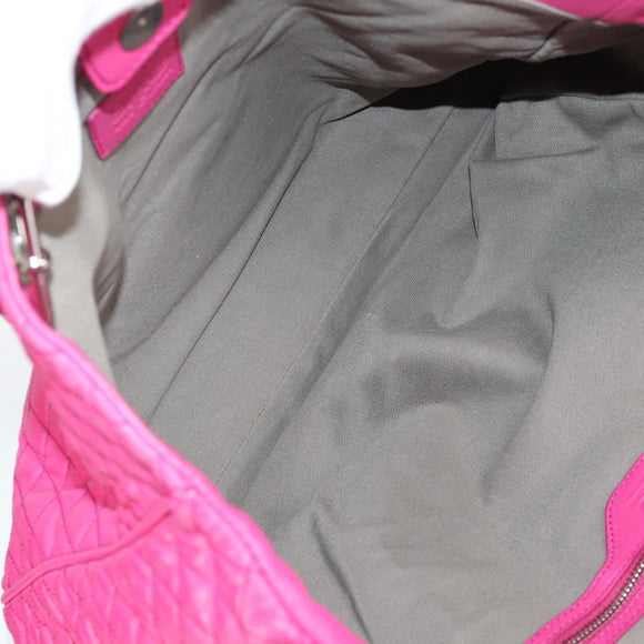 DOLCE&GABBANA Chain Tote Bag Leather Pink Silver Auth bs28546