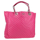 DOLCE&GABBANA Chain Tote Bag Leather Pink Silver Auth bs28546-1