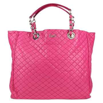 DOLCE&GABBANA Chain Tote Bag Leather Pink Silver Auth bs28546 - 0