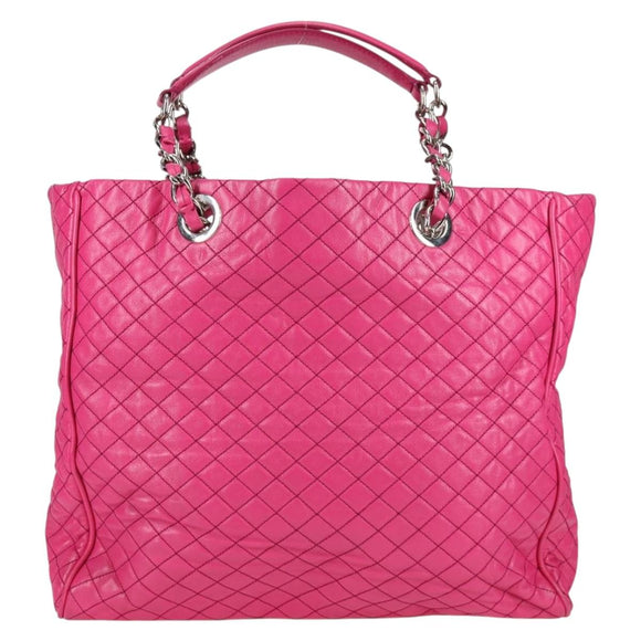 DOLCE&GABBANA Chain Tote Bag Leather Pink Silver Auth bs28546