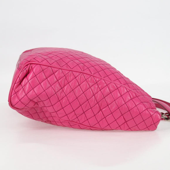 DOLCE&GABBANA Chain Tote Bag Leather Pink Silver Auth bs28546