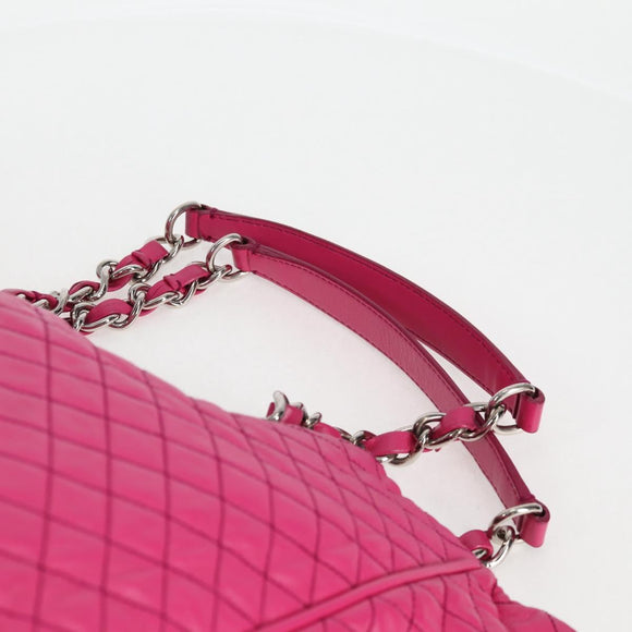 DOLCE&GABBANA Chain Tote Bag Leather Pink Silver Auth bs28546