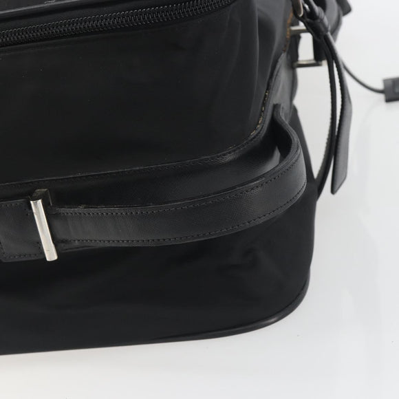 PRADA Koffer Nylon Zwart Zilver Auth bs28547