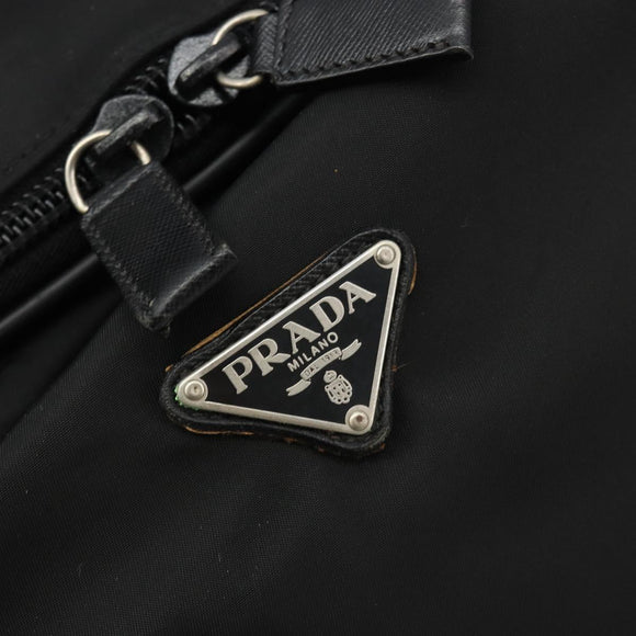 PRADA Koffer Nylon Zwart Zilver Auth bs28547