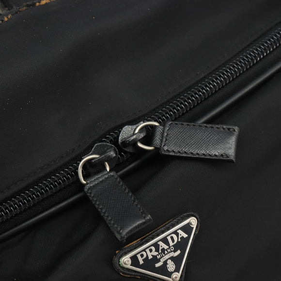 PRADA Koffer Nylon Zwart Zilver Auth bs28547