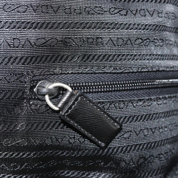 PRADA Koffer Nylon Zwart Zilver Auth bs28547