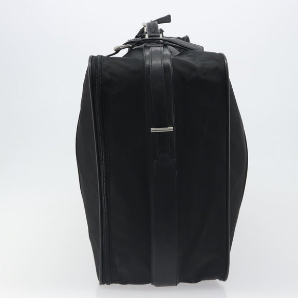 PRADA Koffer Nylon Zwart Zilver Auth bs28547