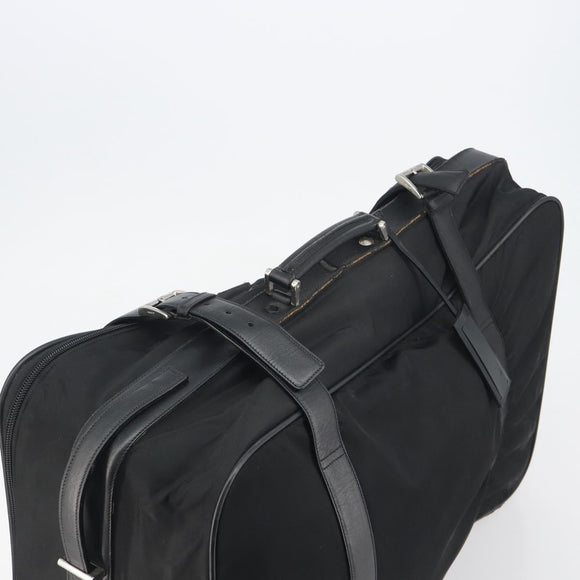 PRADA Koffer Nylon Zwart Zilver Auth bs28547