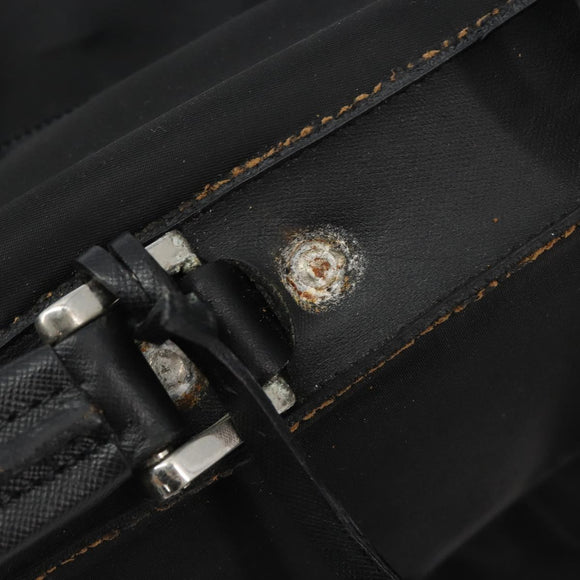 PRADA Koffer Nylon Zwart Zilver Auth bs28547