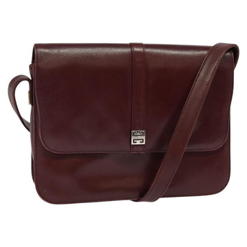 GIVENCHY Shoulder Bag Leather Bordeaux Auth bs28548