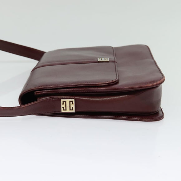 GIVENCHY Shoulder Bag Leather Bordeaux Auth bs28548