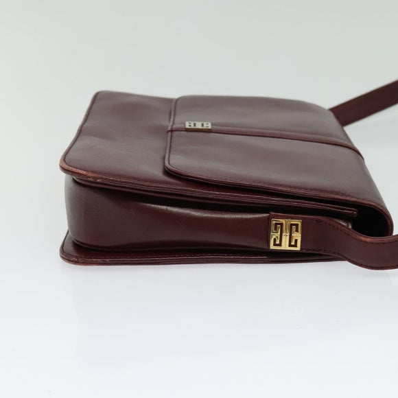 GIVENCHY Shoulder Bag Leather Bordeaux Auth bs28548