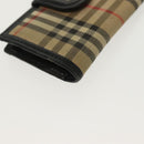 BURBERRY Key Case Canvas Leather 3Set Green Beige Auth bs28555-15