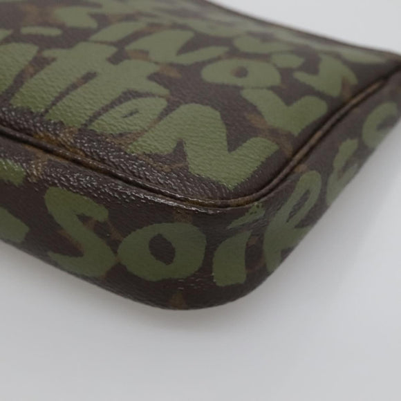 LOUIS VUITTON Graffiti Pochette Accessoires Pouch Khaki M92191 LV Auth bs28566