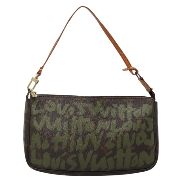 LOUIS VUITTON Graffiti Pochette Accessoires Pouch Khaki M92191 LV Auth bs28566