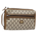 GUCCI GG Plus Supreme Clutch Bag PVC Beige Gold Auth bs28629-1
