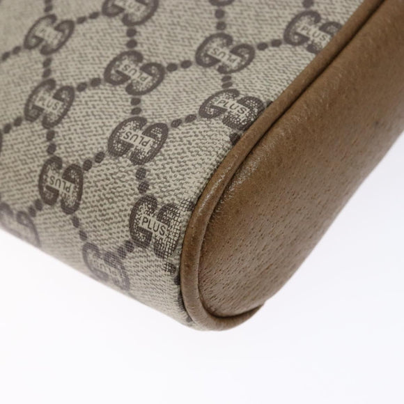 GUCCI GG Plus Supreme Clutch Bag PVC Beige Gold Auth bs28629