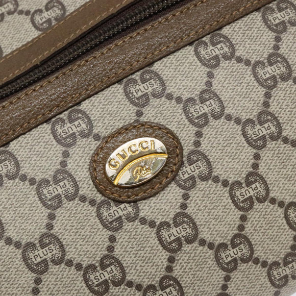 GUCCI GG Plus Supreme Clutch Bag PVC Beige Gold Auth bs28629