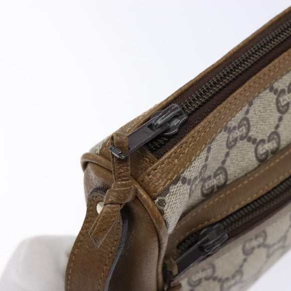 GUCCI GG Plus Supreme Clutch Bag PVC Beige Gold Auth bs28629
