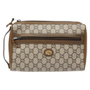 GUCCI GG Plus Supreme Clutch Bag PVC Beige Gold Auth bs28629-13