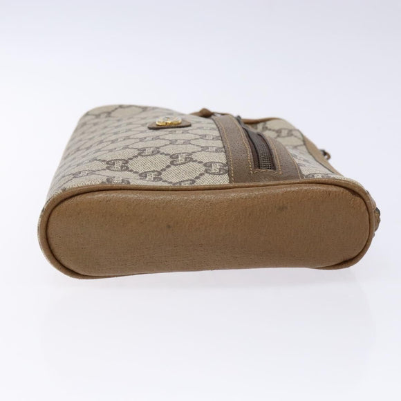 GUCCI GG Plus Supreme Clutch Bag PVC Beige Gold Auth bs28629