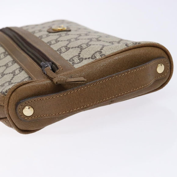 GUCCI GG Plus Supreme Clutch Bag PVC Beige Gold Auth bs28629