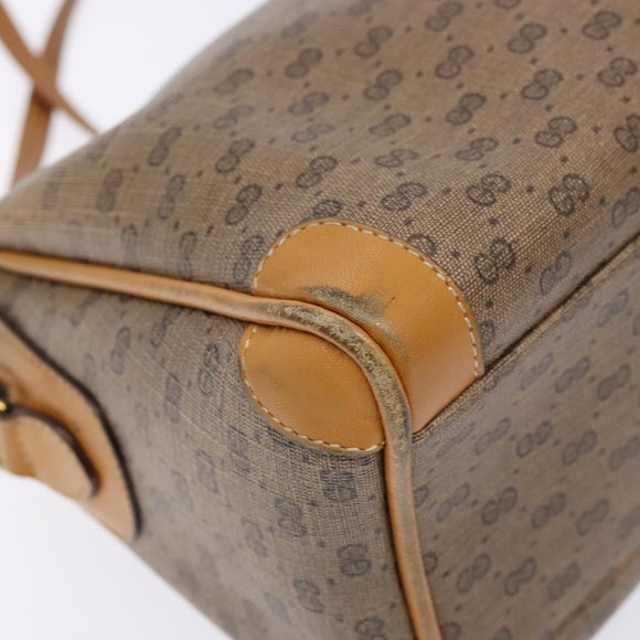 GUCCI Micro GG Supreme Shoulder Bag PVC Beige Gold Auth bs28631