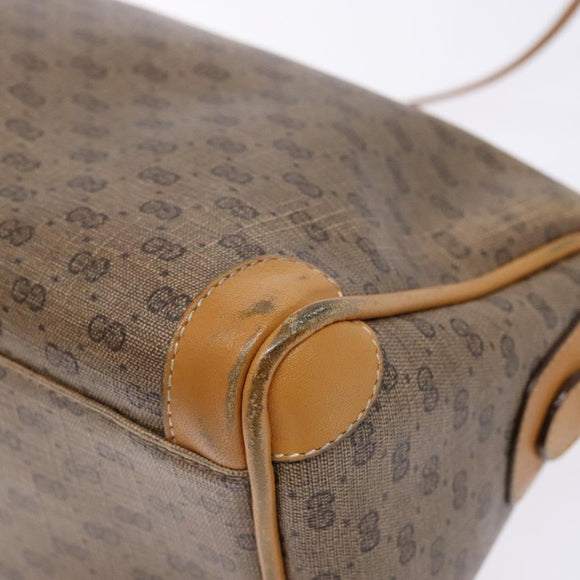 GUCCI Micro GG Supreme Shoulder Bag PVC Beige Gold Auth bs28631