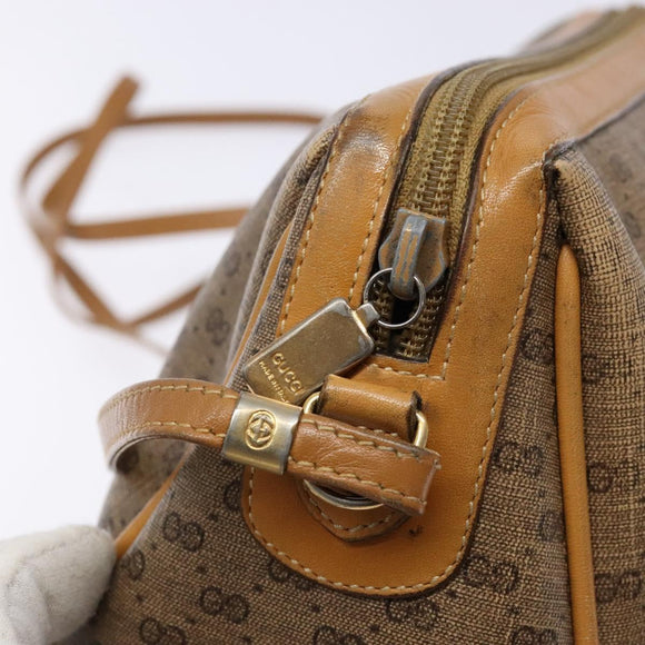 GUCCI Micro GG Supreme Shoulder Bag PVC Beige Gold Auth bs28631