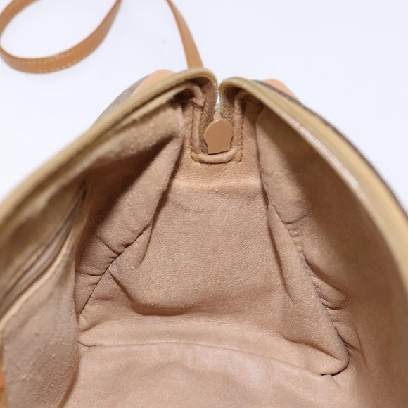 GUCCI Micro GG Supreme Shoulder Bag PVC Beige Gold Auth bs28631