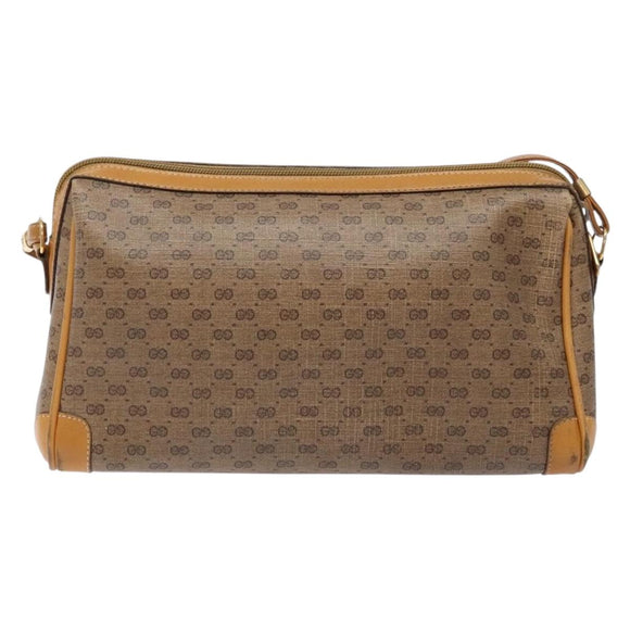 GUCCI Micro GG Supreme Shoulder Bag PVC Beige Gold Auth bs28631