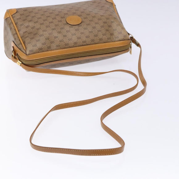 GUCCI Micro GG Supreme Shoulder Bag PVC Beige Gold Auth bs28631