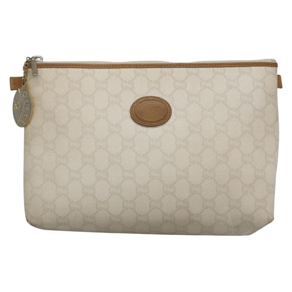 GUCCI GG Plus Supreme Clutch Bag PVC White Auth bs28632