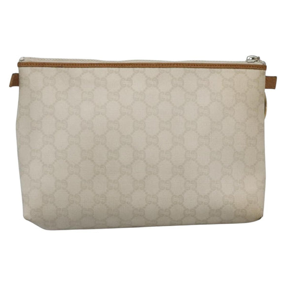 GUCCI GG Plus Supreme Clutch Bag PVC White Auth bs28632