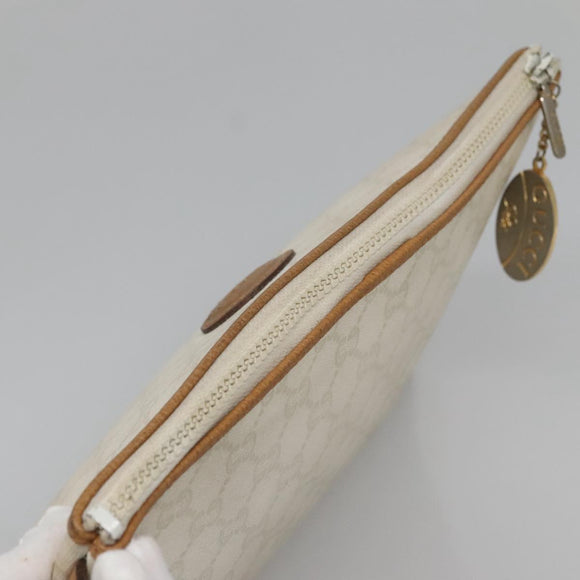 GUCCI GG Plus Supreme Clutch Bag PVC White Auth bs28632