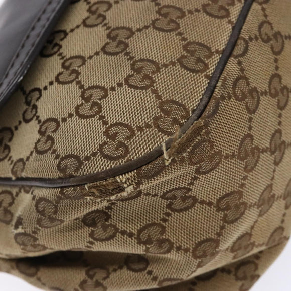 GUCCI GG Canvas Shoulder Bag Beige Silver Brown 308452 Auth bs28633