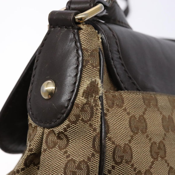 GUCCI GG Canvas Shoulder Bag Beige Silver Brown 308452 Auth bs28633