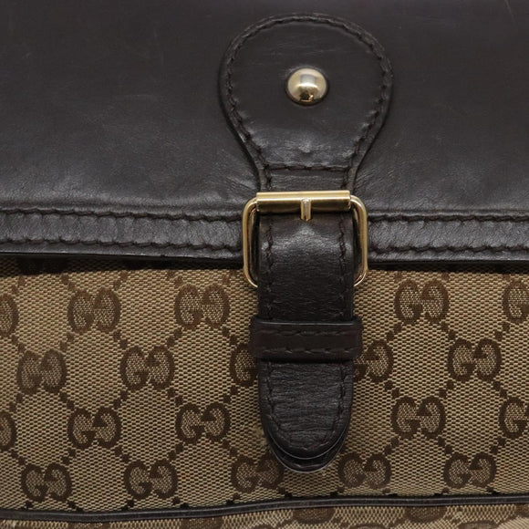 GUCCI GG Canvas Shoulder Bag Beige Silver Brown 308452 Auth bs28633