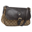 GUCCI GG Canvas Shoulder Bag Beige Silver Brown 308452 Auth bs28633-1