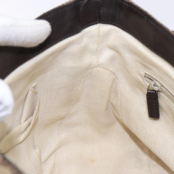 GUCCI GG Canvas Shoulder Bag Beige Silver Brown 308452 Auth bs28633