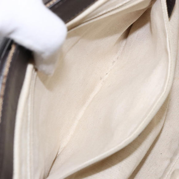 GUCCI GG Canvas Shoulder Bag Beige Silver Brown 308452 Auth bs28633