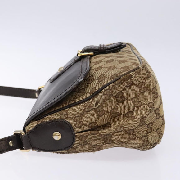 GUCCI GG Canvas Shoulder Bag Beige Silver Brown 308452 Auth bs28633