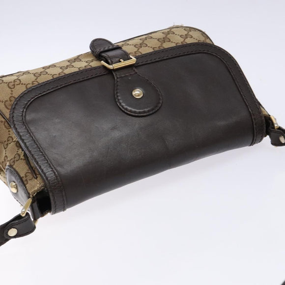 GUCCI GG Canvas Shoulder Bag Beige Silver Brown 308452 Auth bs28633
