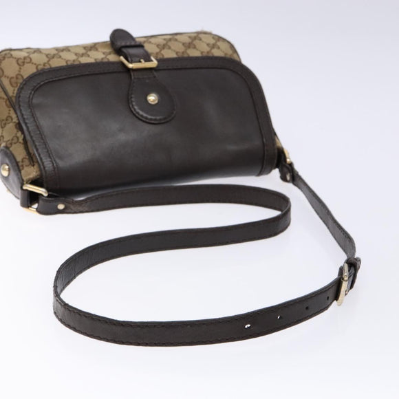 GUCCI GG Canvas Shoulder Bag Beige Silver Brown 308452 Auth bs28633