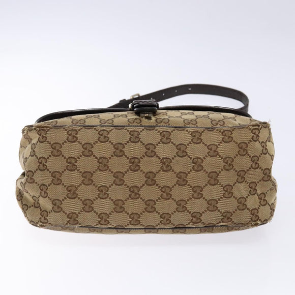 GUCCI GG Canvas Shoulder Bag Beige Silver Brown 308452 Auth bs28633