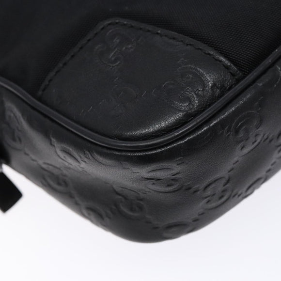 GUCCI GG Canvas Guccissima Clutch Bag Leather nylon Black 162782 Auth bs28636