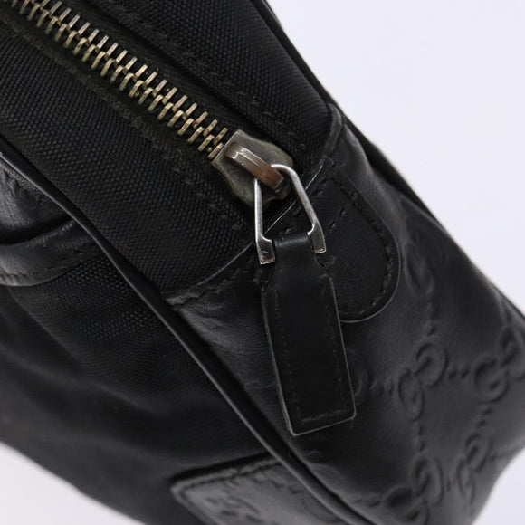GUCCI GG Canvas Guccissima Clutch Bag Leather nylon Black 162782 Auth bs28636